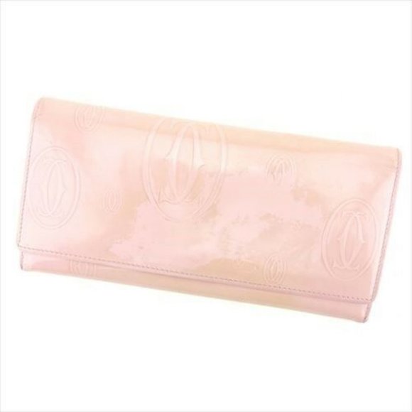 Cartier Wallet Purse Long Wallet Pink leather Woman Authentic Used T7150 - Picture 1 of 8